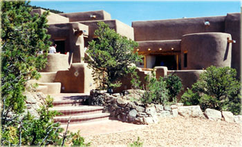 Pueblo style adobe residence in Sante Fe, New Mexico