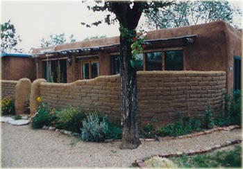 Passive solar adobe residence in historic Sante Fe, New Mexico