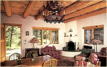 Residential adobe interior in Sante Fe, New Mexico