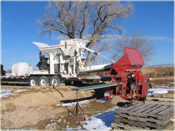 Compressed earth block machine near Grand Junction, Colorado