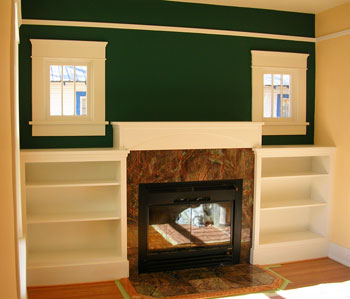 high efficiency wood stove in historic remodel
