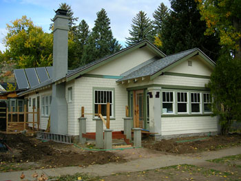 solar thermal collectors on historic residence in Durango, Colorado