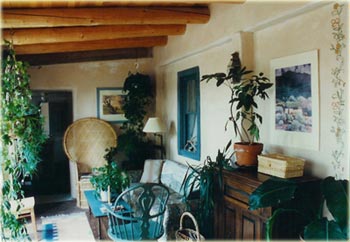 Passive solar adobe residence in historic Sante Fe, New Mexico