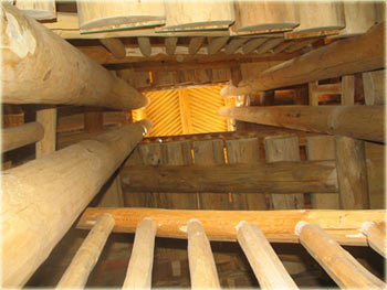 3-story local sustainably harvested log stairway