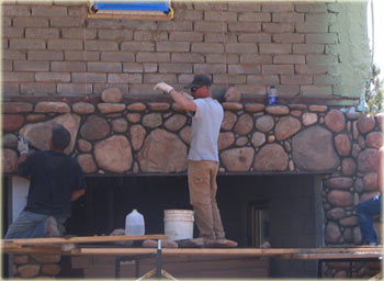 site stone and local dirt adobes in southwest Colorado