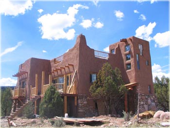 passive solar adobe building with little need for additional heating or cooling